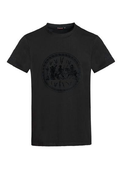 Greek Design T-Shirt with flocking Black 1031