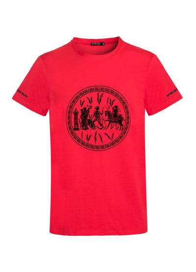Greek Design T-Shirt with flocking Red 1031