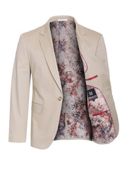Men's Khaki Cotton-Stretch Satin Fashion Blazer