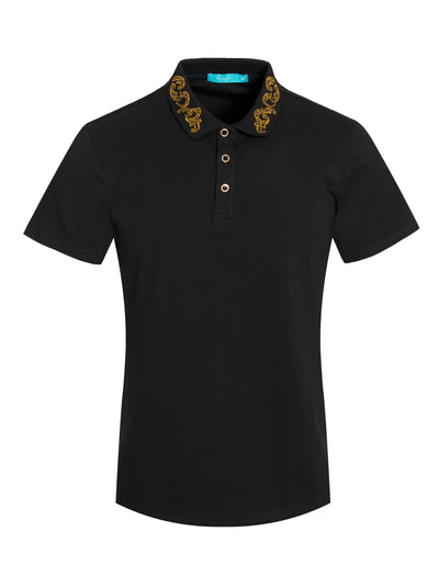 Black Polo With Sequin Embroider Collar 2001