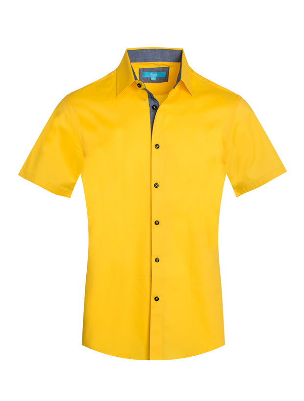 Solid Canary Cotton Shirt 3020