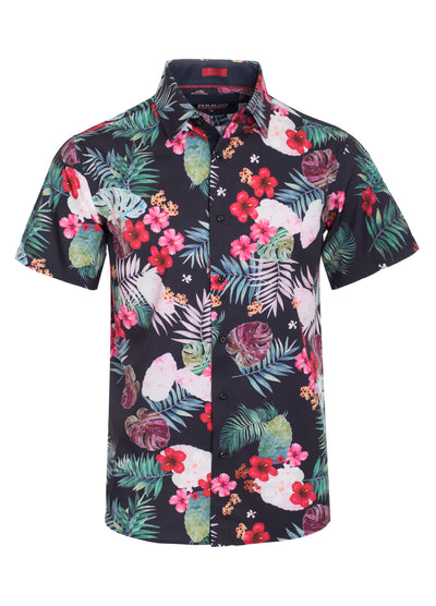 Tropical Print Cotton Stretch Shirt Floral