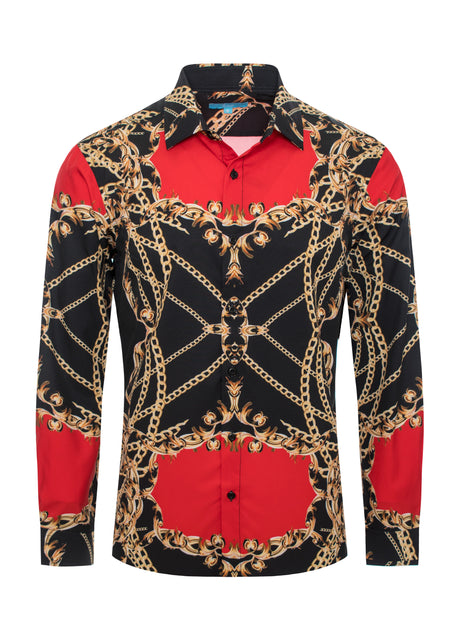 red and gold dress shirt Red with Gold Mens Shirts