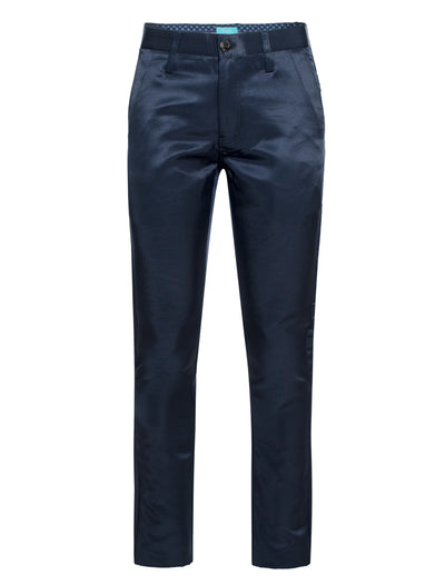 Skinny Pants with a sheen fabric in Navy