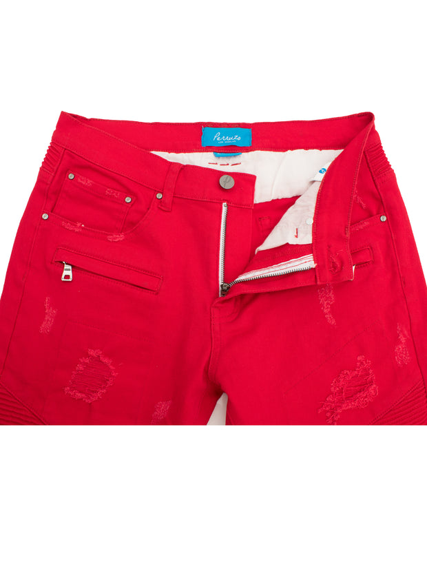 Moto Jeans distressed  in Red 7550
