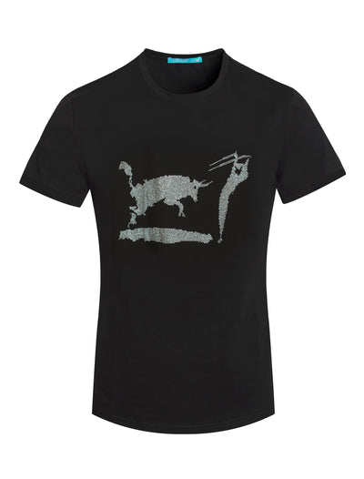 Tee Shirt with Matador Bull Fight and White Crystals