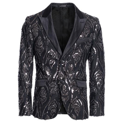 Men's Sequin Blazer in Silver