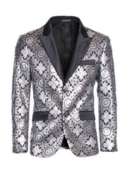 Men's Fashion Blazer Silver/Black 1789