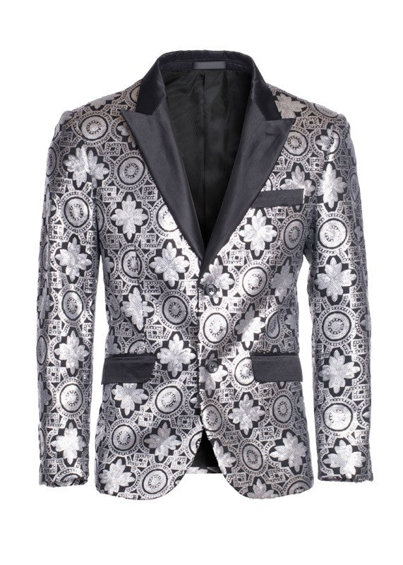 Men's Fashion Blazer Silver/Black 1789