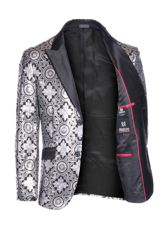 Men's Fashion Blazer Silver/Black 1789