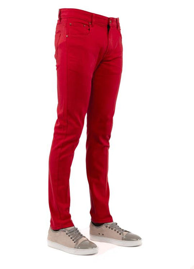 Skinny Stretch Cotton twill pants in Red 714