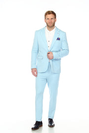 Men's Cotton-Stretch Fashion Suit Sky S9010