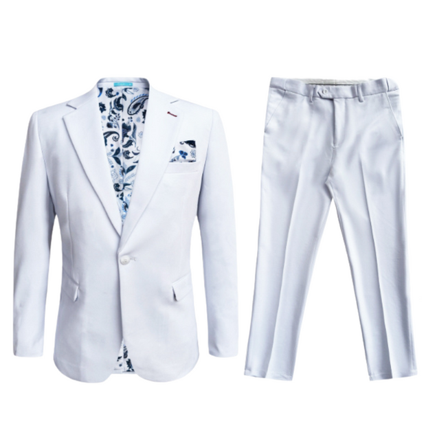 Men's Cotton-Stretch Fashion Suit White S9010