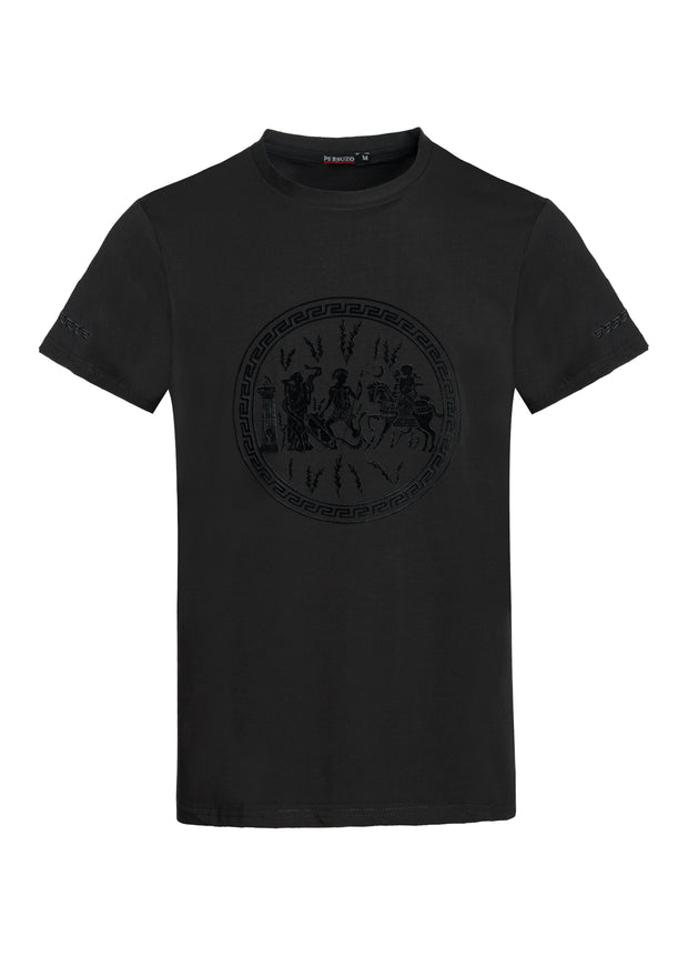 Greek Design T-Shirt with flocking Black 1031