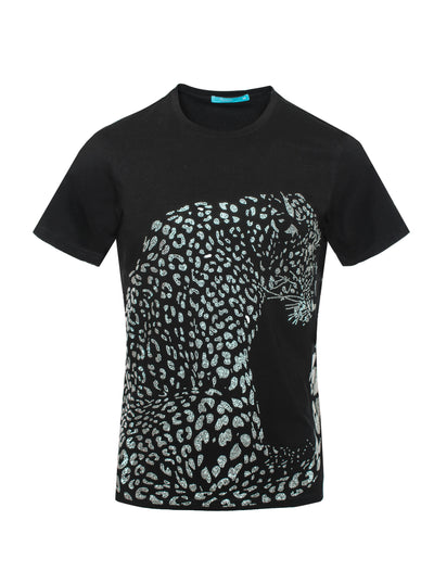 Crewneck Neck Tee Leopard crystal
