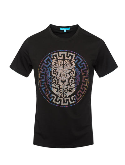 Crystal Lion Motif  Black T-Shirt (1050)