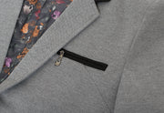 Men's Grey Sports Blazer with contrast Collar 1328