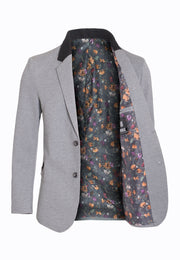 Men's Grey Sports Blazer with contrast Collar 1328