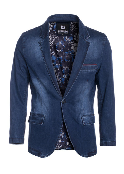 Men's Washed Denim Navy Blazer