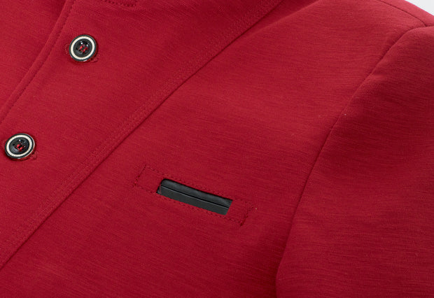 Burgundy Tunic Collar Blazer 1347