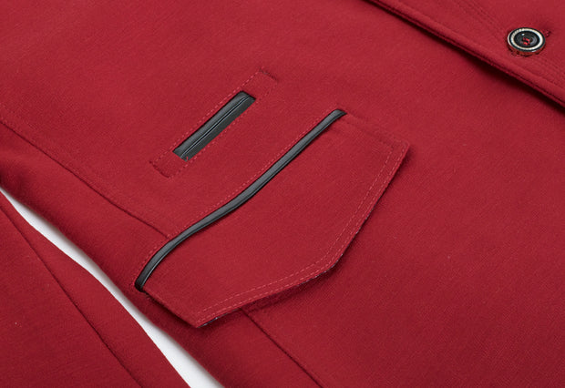 Burgundy Tunic Collar Blazer 1347