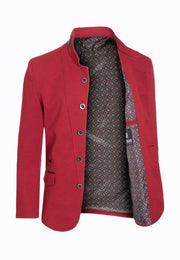 Burgundy Tunic Collar Blazer 1347