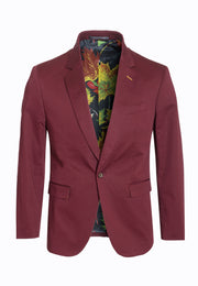 men's Burgundy Cotton-Stretch Fashion Blazer