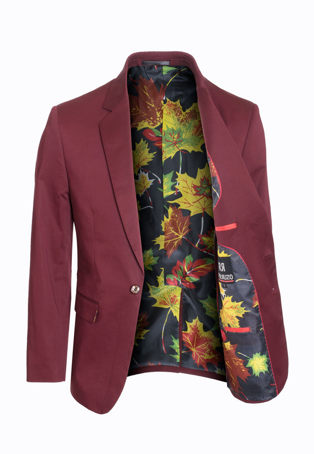 Burgundy Cotton-Stretch Fashion Blazer (1720)