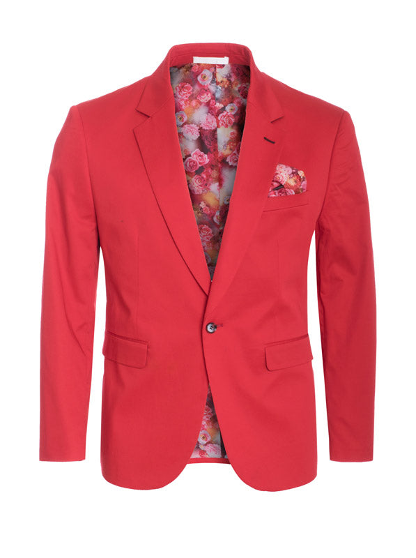 Red Cotton-Stretch Fashion Blazer (1720) - Main Image