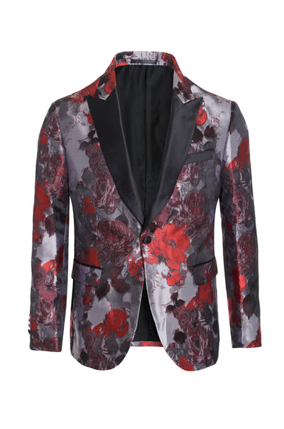 Men's Burgundy Floral Blazer