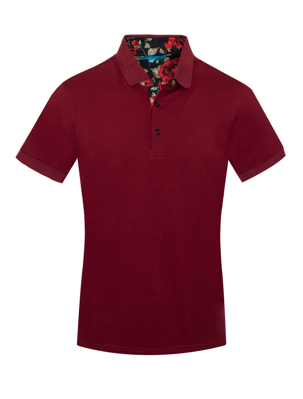 Polo stretch Cotton in Burgundy