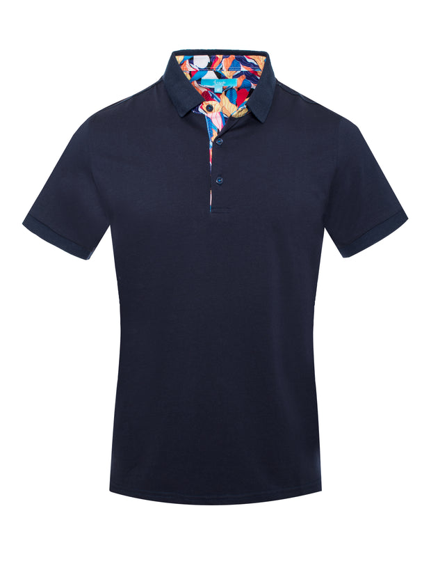 Polo stretch Cotton in Navy