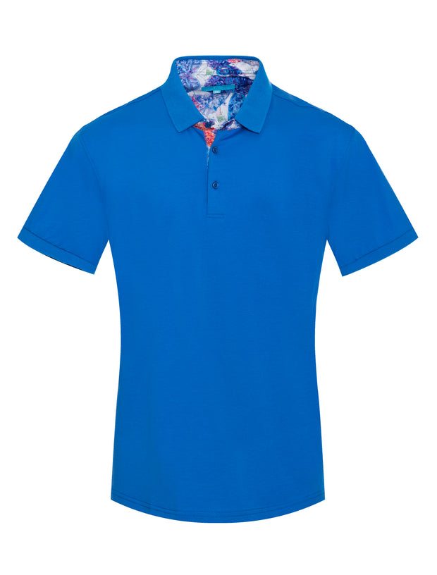 Polo stretch Cotton in Royal