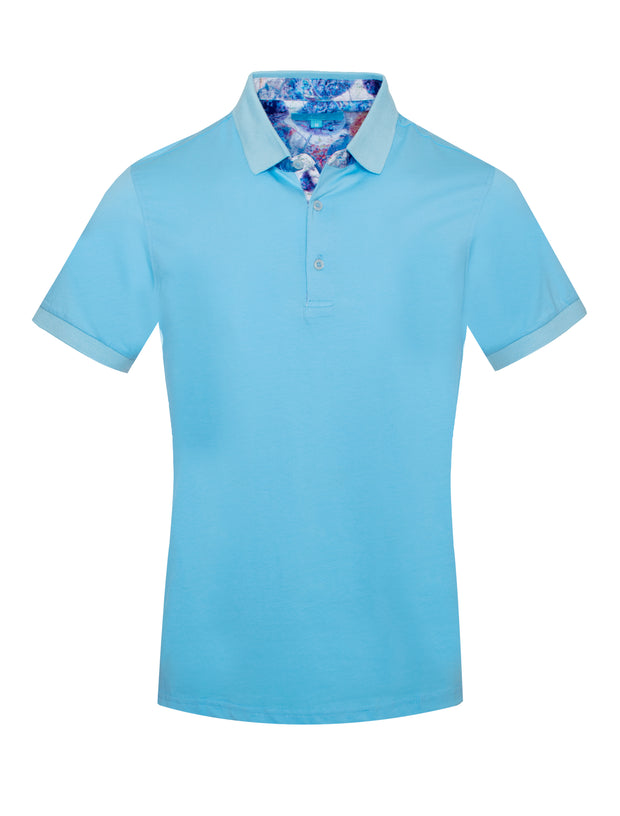 Polo stretch Cotton in Sky