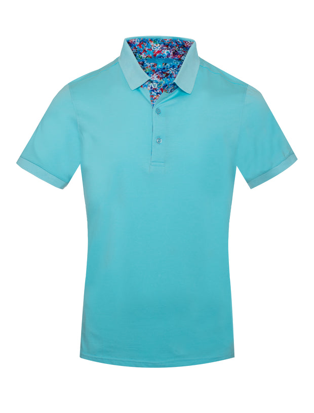 Polo stretch Cotton in Turquoise