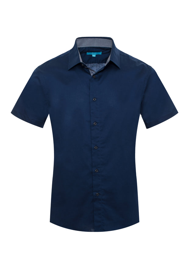 Solid Navy  Cotton  Shirt 3020