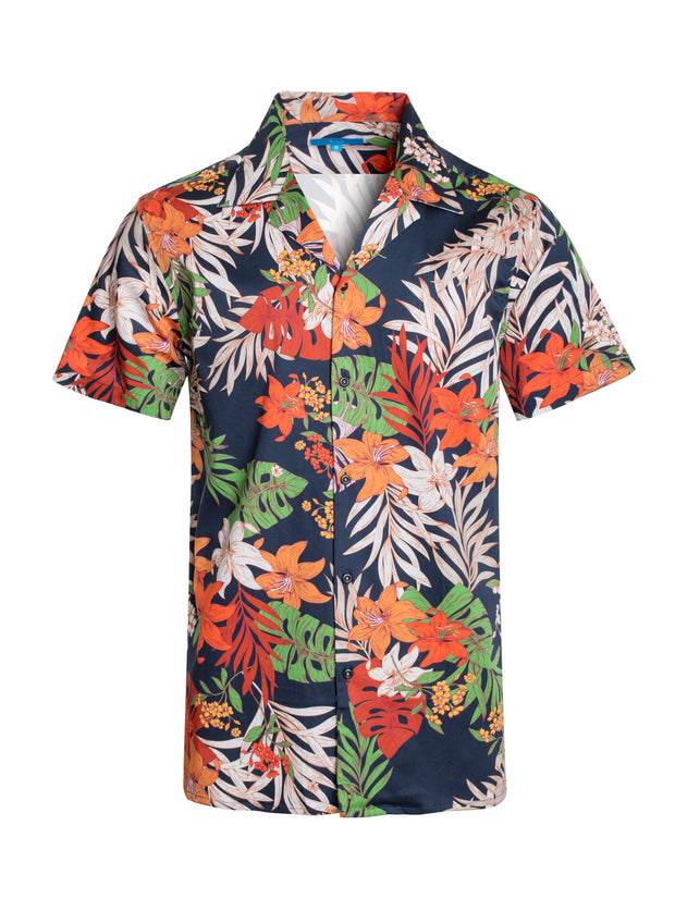 Tropical Print Cotton Stretch Shirt Floral