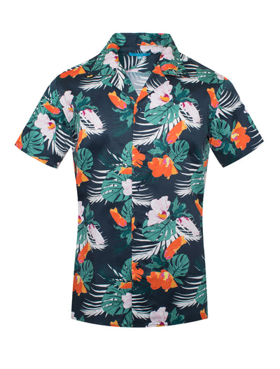 Tropical Print Cotton stretch shirt, Maui Flower