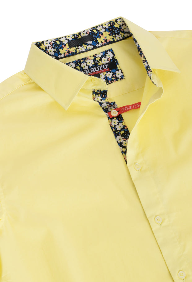 Yellow Solid Cotton-Stretch L/S Shirt (4030)
