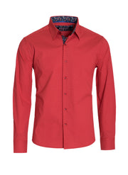 Men's Red Polka Dots Long Sleeve Shirt 