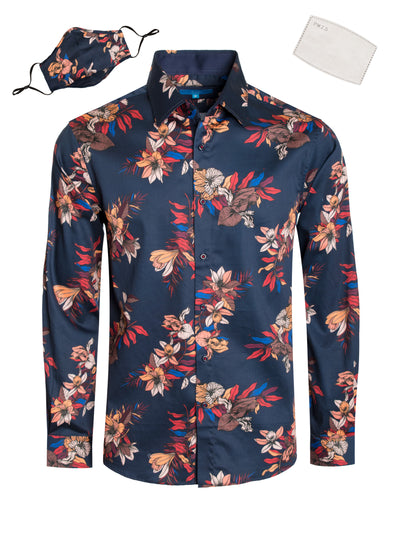 Positano Satin Cotton Shirt with Matching Mask 4042M