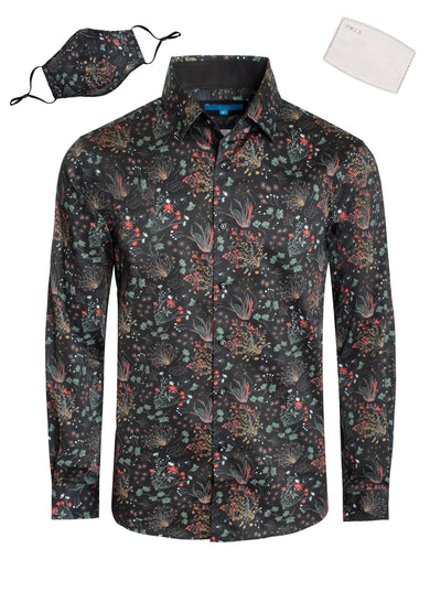Turin Satin Cotton-Stretch  Shirt with Matching Mask 4044M