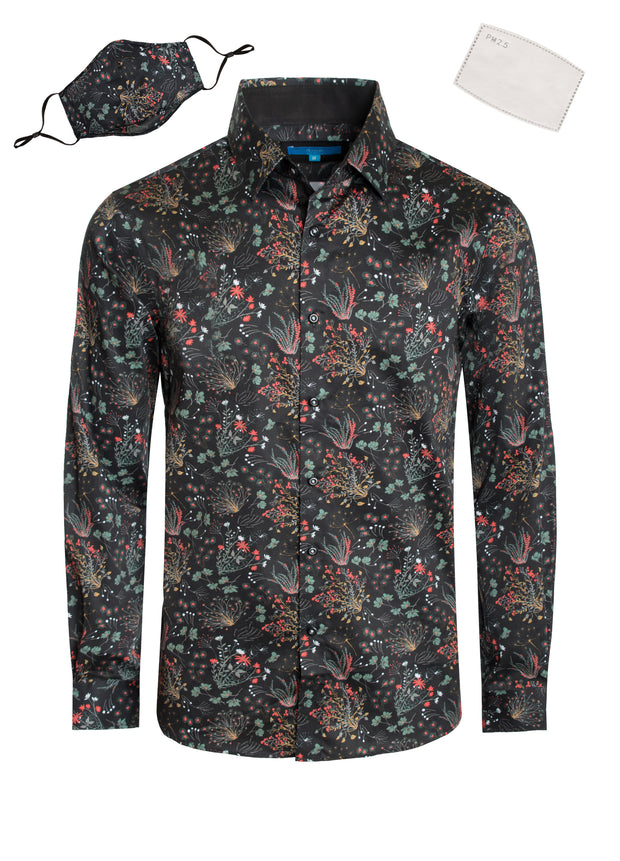 Turin Satin Cotton-Stretch  Shirt with Matching Mask 4044M