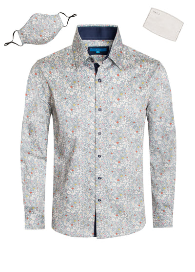 Lucca Satin Cotton-Stretch  Shirt with Matching Mask 4048M