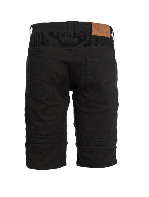 Moto Shorts in Jet Black