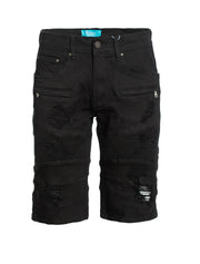 Moto Shorts in Jet Black