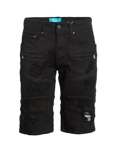 Moto Shorts in Jet Black