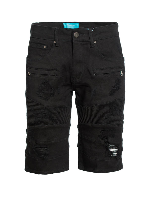 Moto Shorts in Jet Black