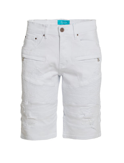 Moto Shorts in White