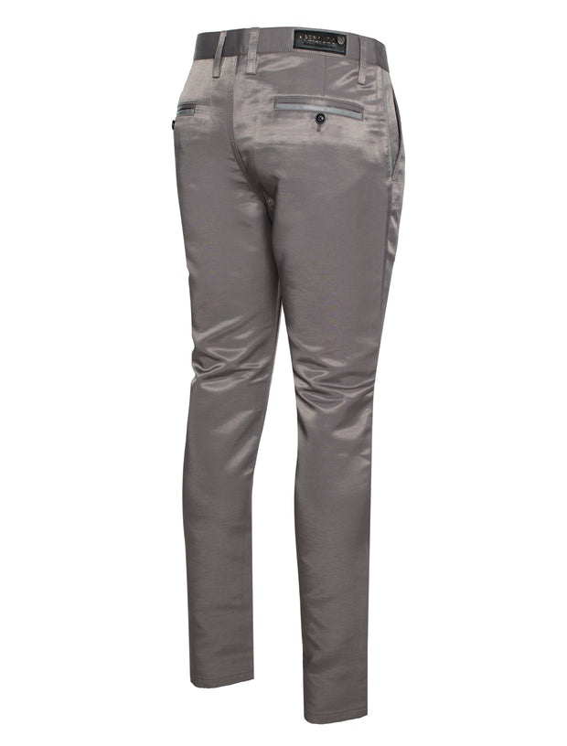 Skinny Pants with a sheen fabric in Steel color